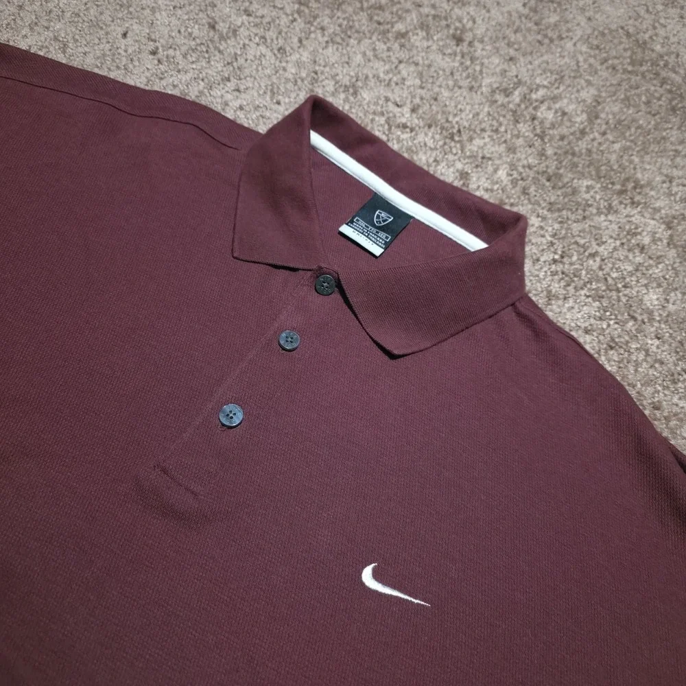 Nike Golf‎ Dri-FIT Polo Shirt Mens 2XL Burgundy Maroon Swoosh
